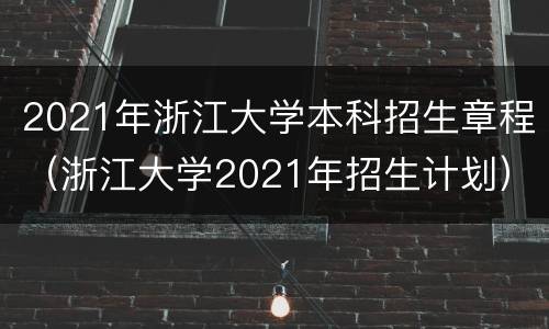 2021年浙江大学本科招生章程（浙江大学2021年招生计划）