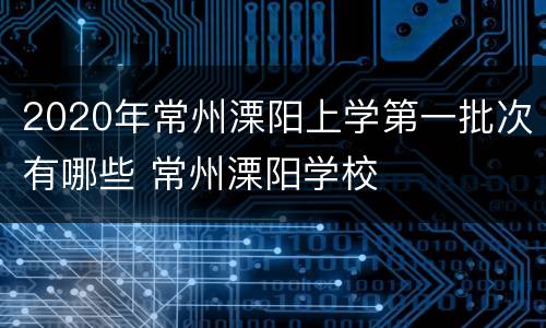 2020年常州溧阳上学第一批次有哪些 常州溧阳学校