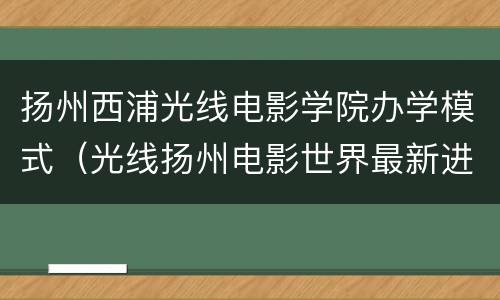 扬州西浦光线电影学院办学模式（光线扬州电影世界最新进展）