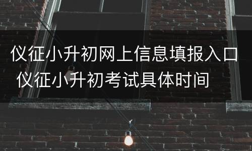 仪征小升初网上信息填报入口 仪征小升初考试具体时间