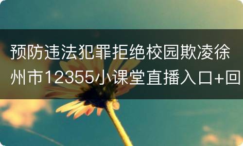 预防违法犯罪拒绝校园欺凌徐州市12355小课堂直播入口+回放入口