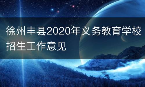 徐州丰县2020年义务教育学校招生工作意见