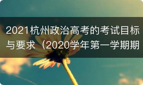 2021杭州政治高考的考试目标与要求（2020学年第一学期期中杭州地区重点中学高三政治）