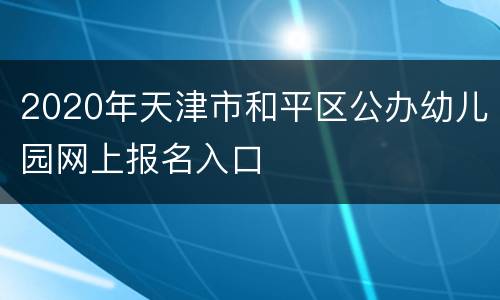 2020年天津市和平区公办幼儿园网上报名入口