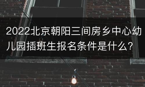 2022北京朝阳三间房乡中心幼儿园插班生报名条件是什么?