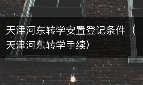 天津河东转学安置登记条件（天津河东转学手续）