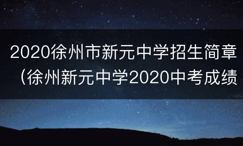 2020徐州市新元中学招生简章（徐州新元中学2020中考成绩）