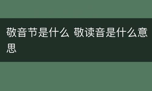 敬音节是什么 敬读音是什么意思