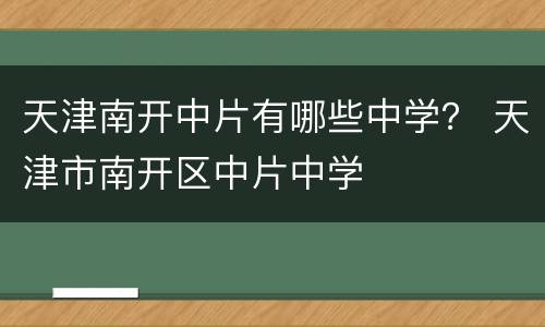 天津南开中片有哪些中学？ 天津市南开区中片中学