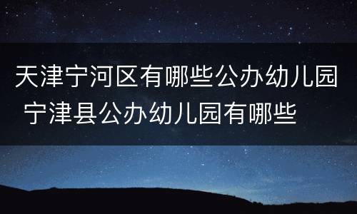 天津宁河区有哪些公办幼儿园 宁津县公办幼儿园有哪些