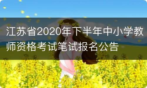 江苏省2020年下半年中小学教师资格考试笔试报名公告