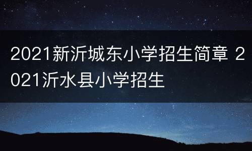 2021新沂城东小学招生简章 2021沂水县小学招生