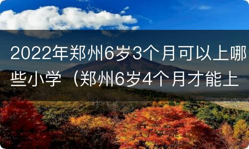 2022年郑州6岁3个月可以上哪些小学（郑州6岁4个月才能上小学）