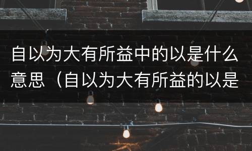 自以为大有所益中的以是什么意思（自以为大有所益的以是什么意思和用法）