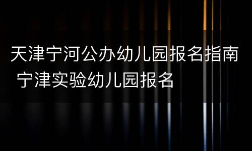 天津宁河公办幼儿园报名指南 宁津实验幼儿园报名