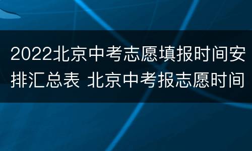 2022北京中考志愿填报时间安排汇总表 北京中考报志愿时间2021