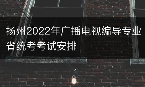 扬州2022年广播电视编导专业省统考考试安排