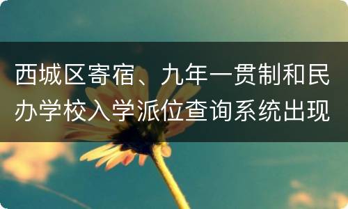 西城区寄宿、九年一贯制和民办学校入学派位查询系统出现异常情况通告