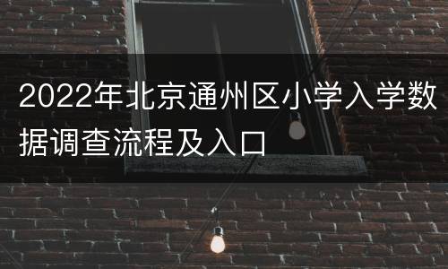 2022年北京通州区小学入学数据调查流程及入口