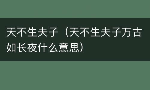 天不生夫子（天不生夫子万古如长夜什么意思）