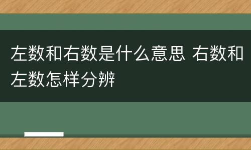 左数和右数是什么意思 右数和左数怎样分辨