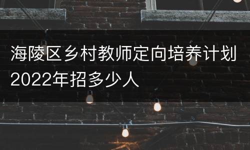 海陵区乡村教师定向培养计划2022年招多少人