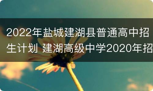 2022年盐城建湖县普通高中招生计划 建湖高级中学2020年招生计划