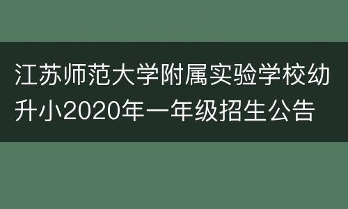 江苏师范大学附属实验学校幼升小2020年一年级招生公告