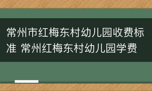 常州市红梅东村幼儿园收费标准 常州红梅东村幼儿园学费