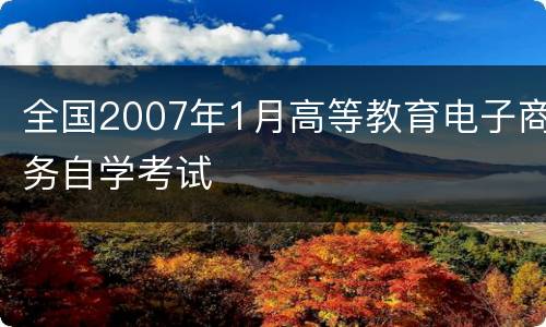 全国2007年1月高等教育电子商务自学考试