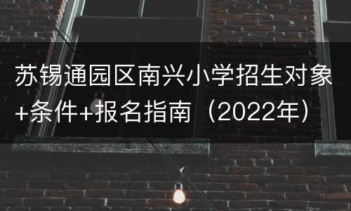 苏锡通园区南兴小学招生对象+条件+报名指南（2022年）