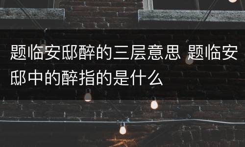 题临安邸醉的三层意思 题临安邸中的醉指的是什么