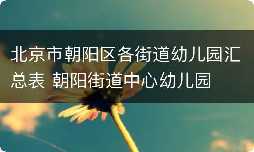 北京市朝阳区各街道幼儿园汇总表 朝阳街道中心幼儿园