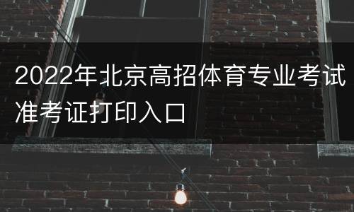 2022年北京高招体育专业考试准考证打印入口