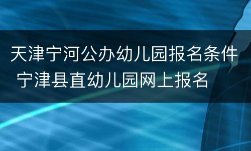 天津宁河公办幼儿园报名条件 宁津县直幼儿园网上报名