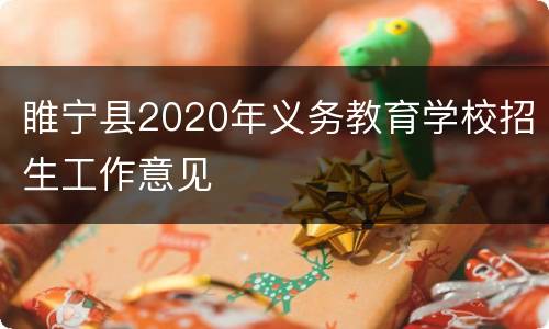 睢宁县2020年义务教育学校招生工作意见