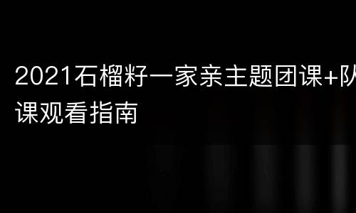 2021石榴籽一家亲主题团课+队课观看指南