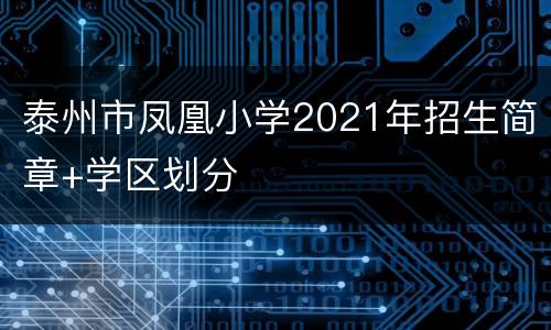 泰州市凤凰小学2021年招生简章+学区划分