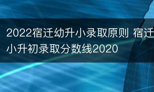 2022宿迁幼升小录取原则 宿迁小升初录取分数线2020