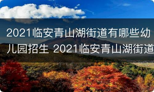 2021临安青山湖街道有哪些幼儿园招生 2021临安青山湖街道有哪些幼儿园招生