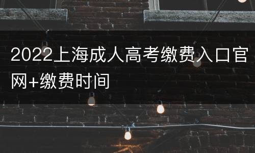 2022上海成人高考缴费入口官网+缴费时间