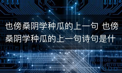 也傍桑阴学种瓜的上一句 也傍桑阴学种瓜的上一句诗句是什么