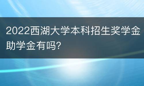 2022西湖大学本科招生奖学金助学金有吗？