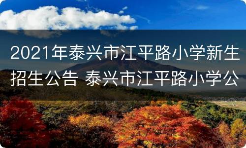 2021年泰兴市江平路小学新生招生公告 泰兴市江平路小学公众号