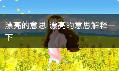 漂亮的意思 漂亮的意思解释一下