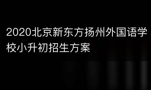 2020北京新东方扬州外国语学校小升初招生方案