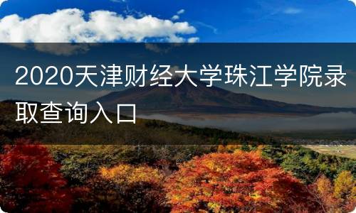 2020天津财经大学珠江学院录取查询入口