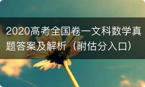 2020高考全国卷一文科数学真题答案及解析（附估分入口）