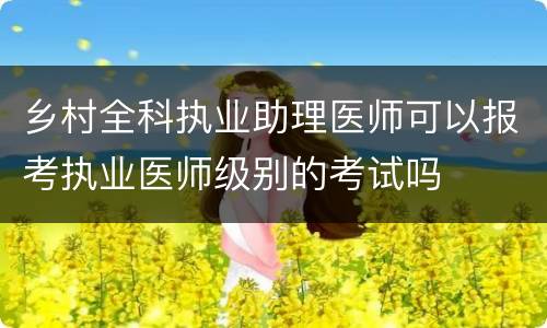 乡村全科执业助理医师可以报考执业医师级别的考试吗