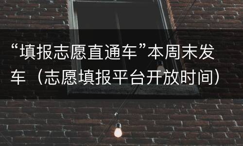 “填报志愿直通车”本周末发车（志愿填报平台开放时间）